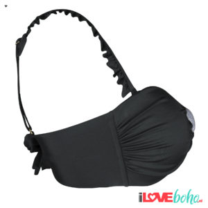 BOHO accessoires – ruffled bikini straps – charcoal grey