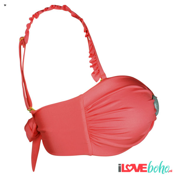 BOHO accessoires – ruffled bikini straps – coral red