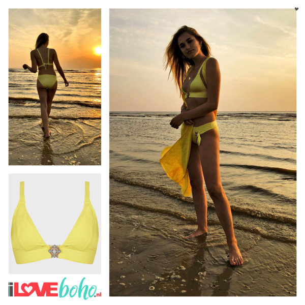 BOHO bikini top - cosmo triangle - yellow