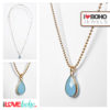 Bolletjesketting - turkoois facetglas druppel - goud