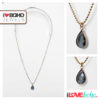 Bolletjesketting - zwart facetglas druppel - goud