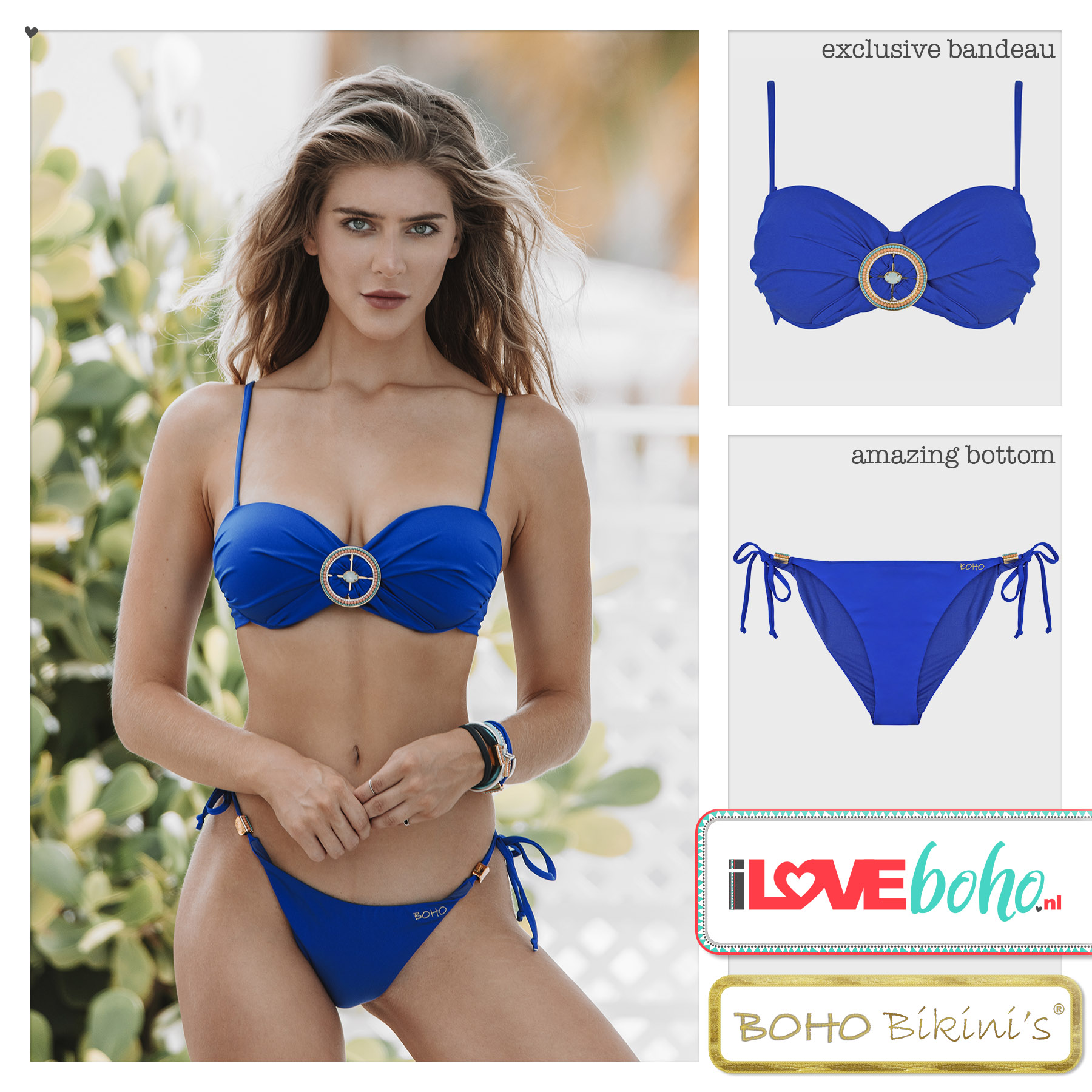BOHO top – exclusive bandeau – lapiz blauw - s/m/l/xl - I Love BOHO