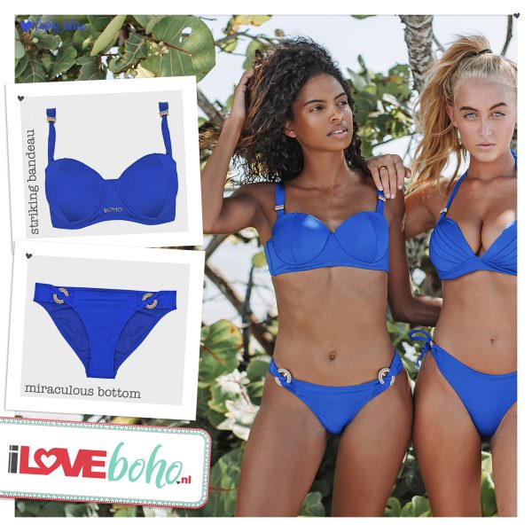 BOHO bikini's top – striking bandeau – lapiz blauw