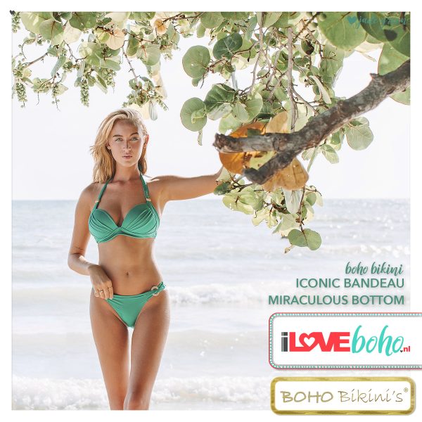 BOHO bikini's top – lustrous halter – jade groen
