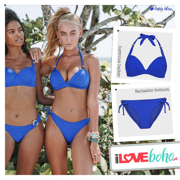 BOHO bikini's top – lustrous halter – lapiz blauw